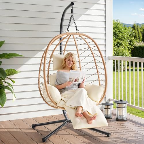 Hanging Egg Chair with Cushion and Stand U61780