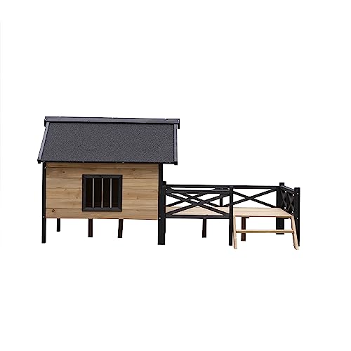 Large Wooden Dog Kennel with Porch C46625