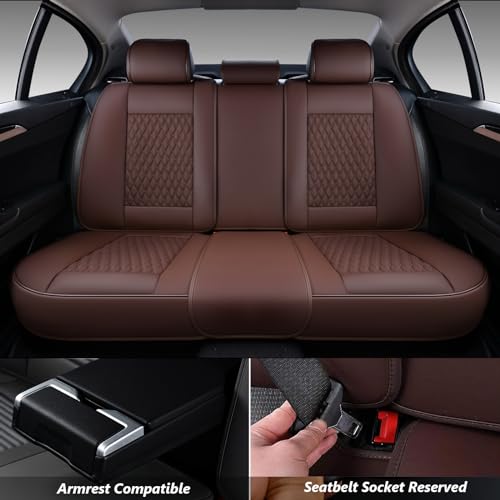 Red Line Leather Car Seat Covers Full Set B6588