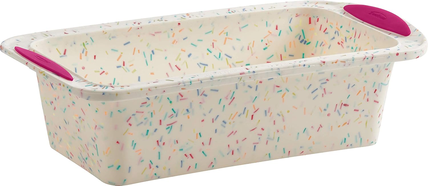 White Confetti Silicone Loaf Pan B896924