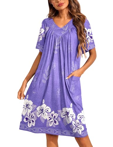 Floral Print Nightgown with Pockets Mumu Dress G781519