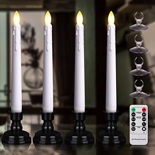 6PCS Flameless Taper Candles with Remote, 8 Inch Battery Operated LED Window Candle Lights (Ivory) J429034