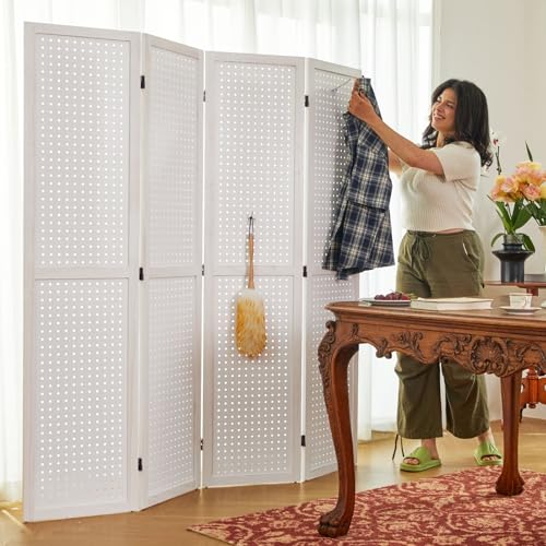 5.6Ft Wooden Folding Privacy Screen (4panels, Natural) B870254