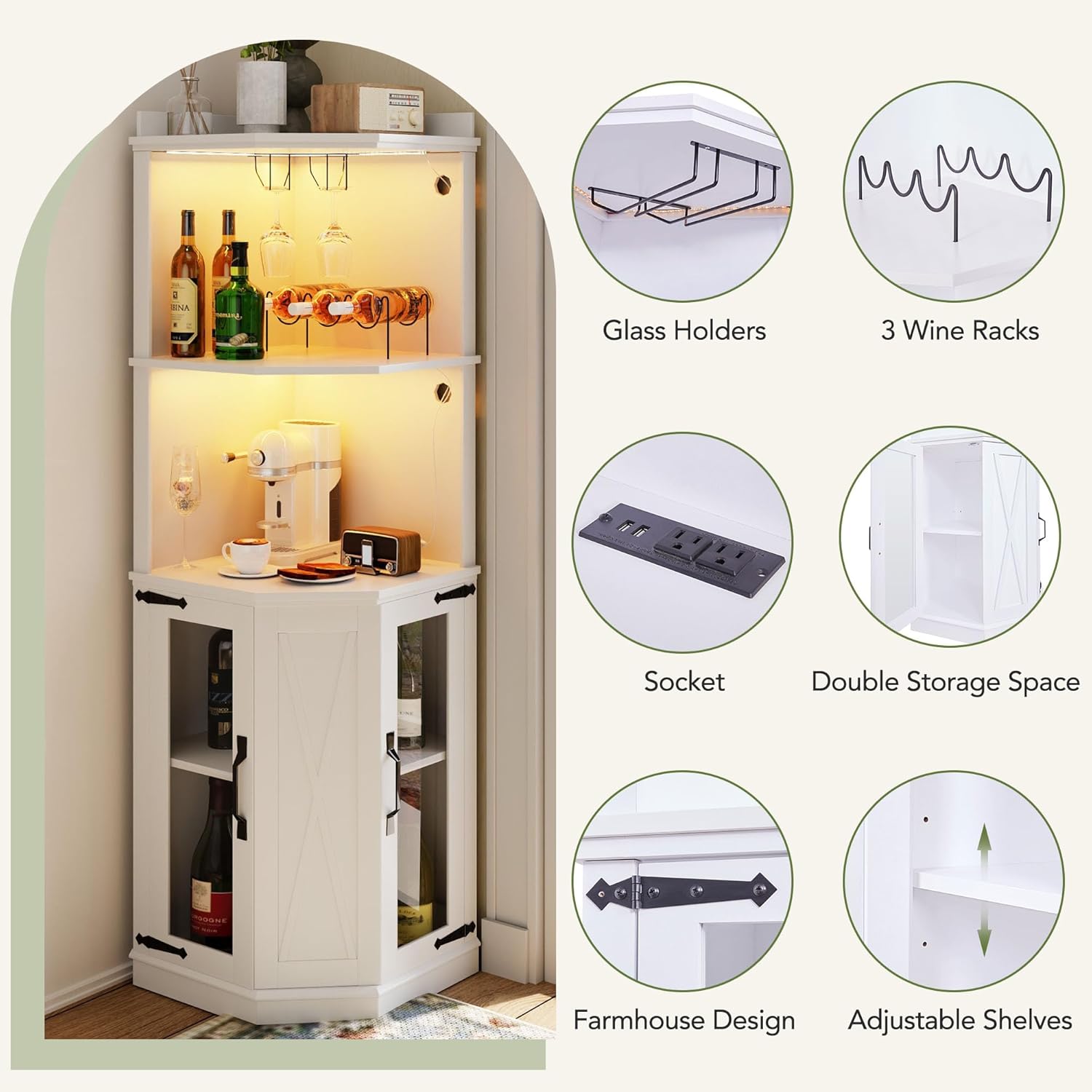 Corner Bar Cabinet with Shelves M862592