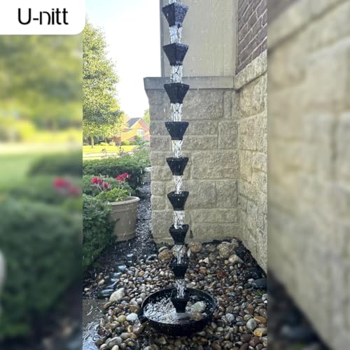 8.5 FT Metal Black Rain Chain with Square Cups V801