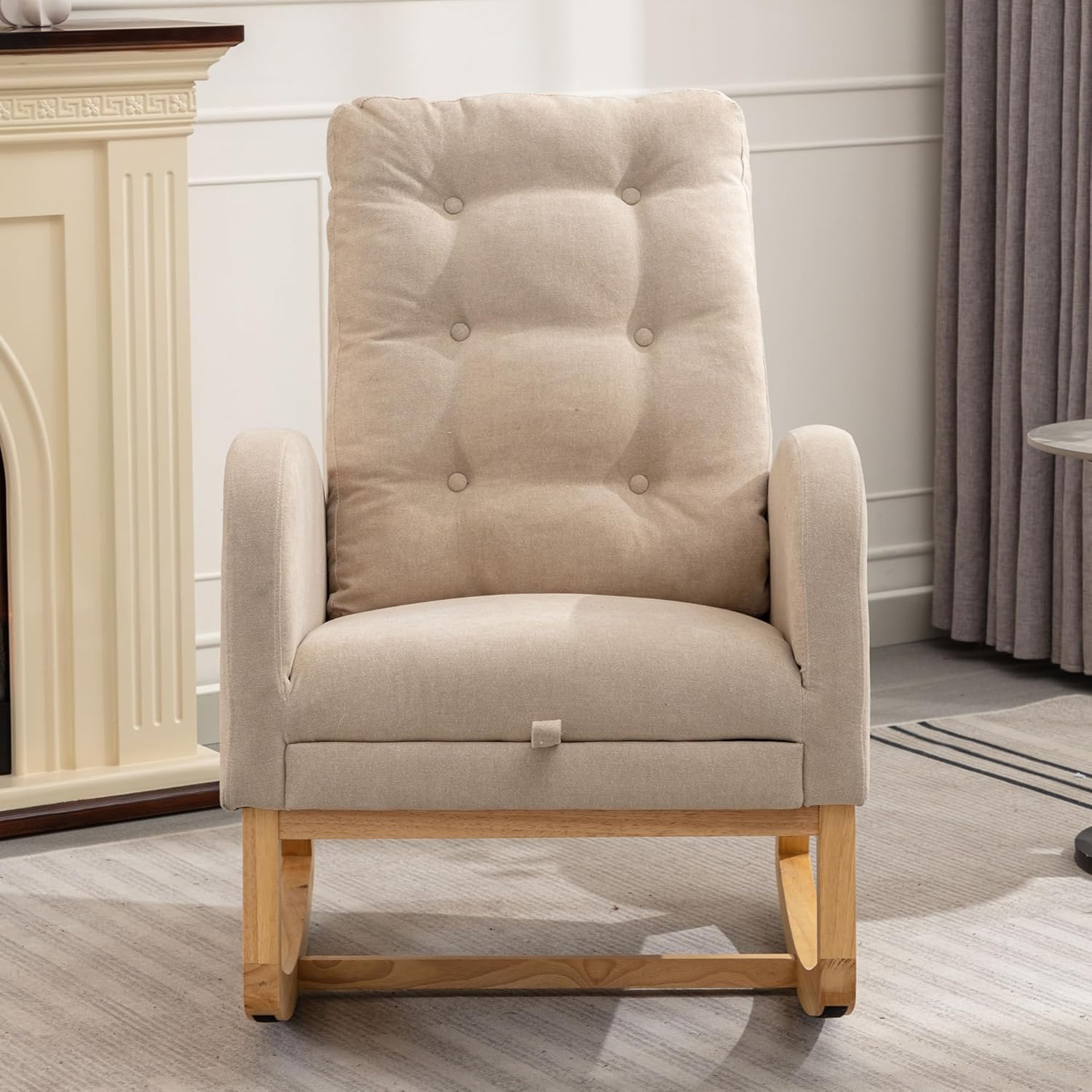 Beige Upholstered Rocking Chair Set of 1 R368