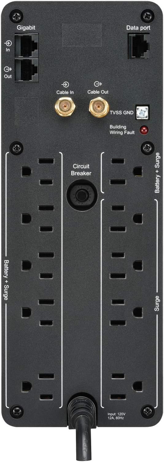 1000VA Sine Wave UPS Battery Backup with AVR J94842