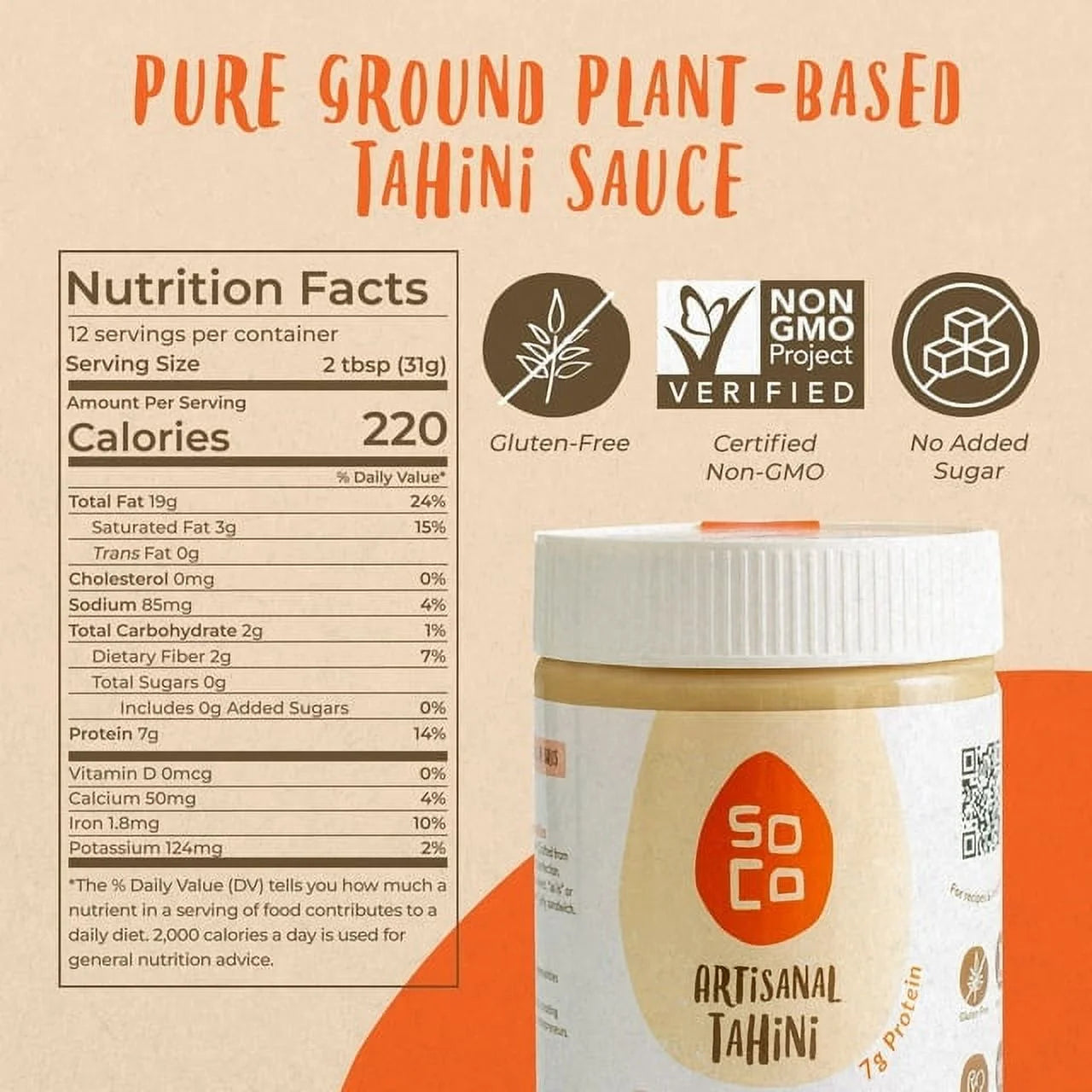 13.4 oz Pack of 8 Pure Ground Sesame Tahini Paste H11834