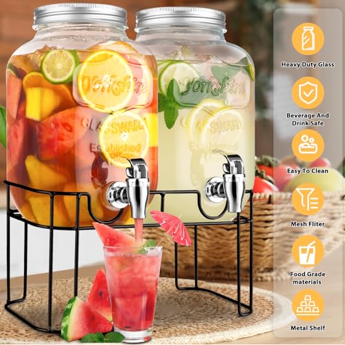 1 Gallon Glass Beverage Dispenser With Stand And Spigot N4868
