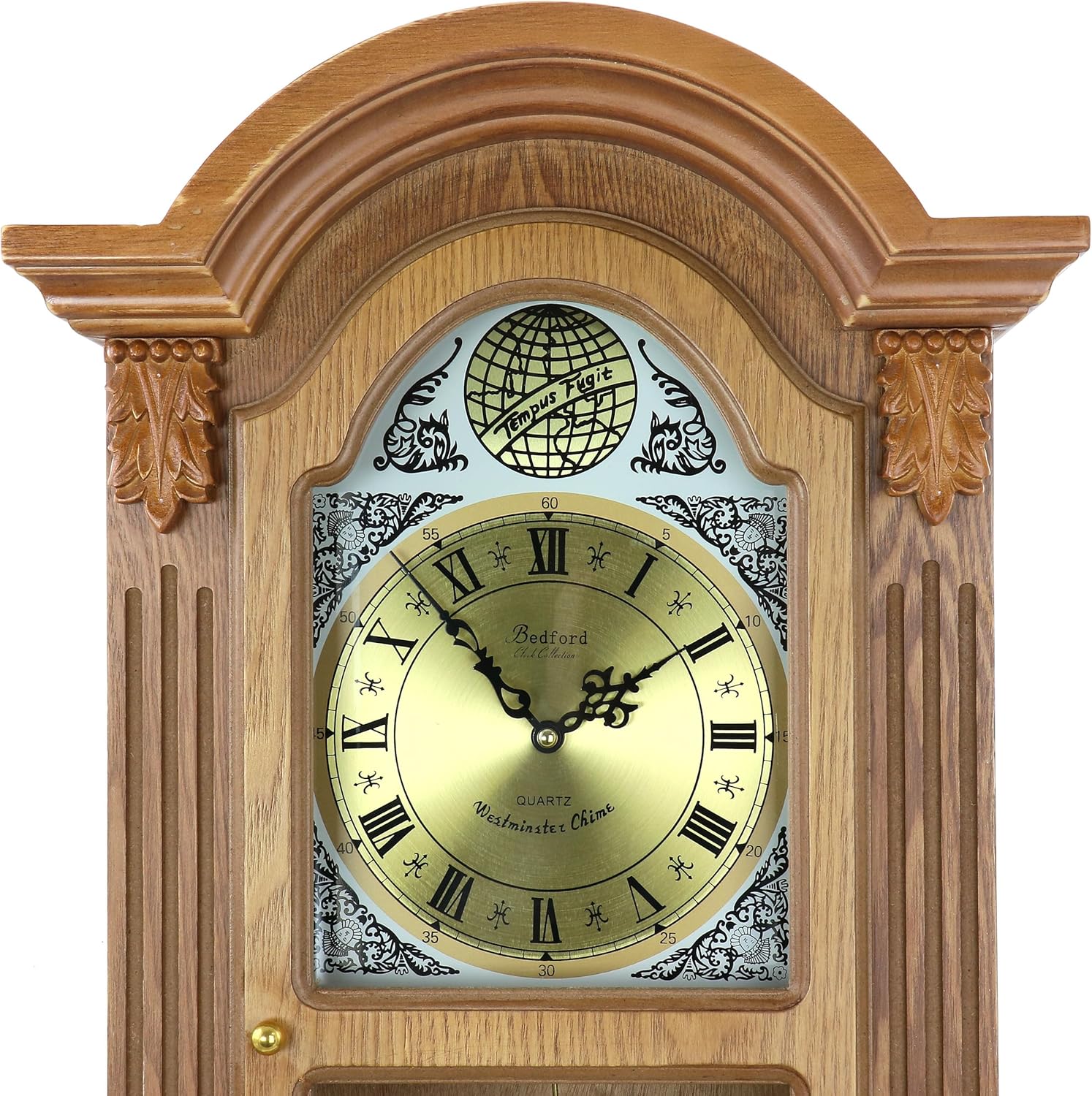 Honey Oak Chiming Pendulum Wall Clock S8273