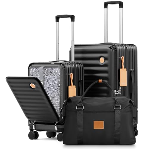 Orange 4 Piece PC Hardside Expandable Luggage Set with Spinner Wheels and TSA Lock O8699
