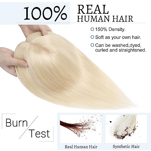 Dark Blonde 18 Inch Real Human Hair Silk Base Clip In Topper Hairpieces U169854