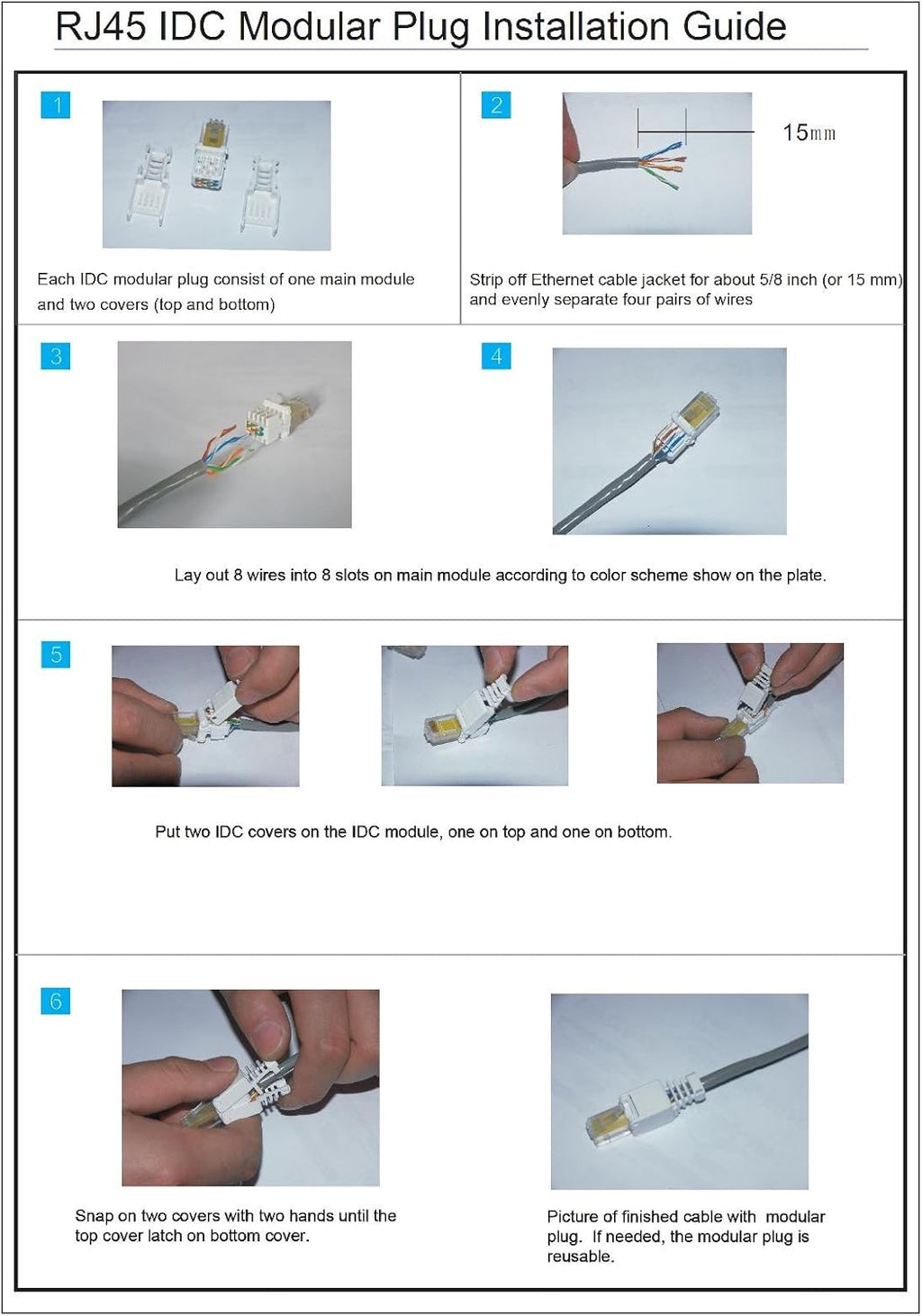 CAT6 Tool-Less Modular Connectors Plugs H663