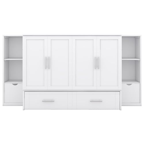 Queen Size Solid Wood Murphy Wall Bed with Storage T8400