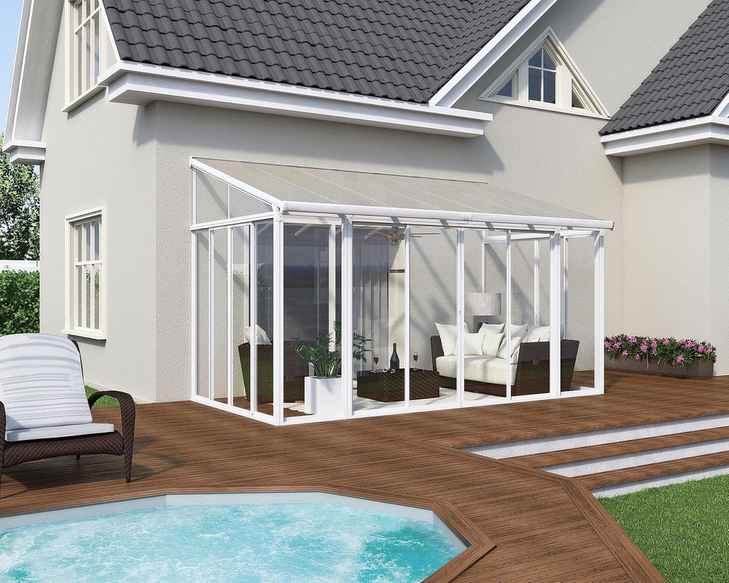 White 10x14 Enclosed Patio Cover Polycarbonate Shelter D79399