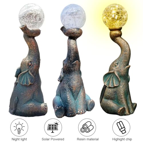 Bronze Solar Elephant Statue Light O7350