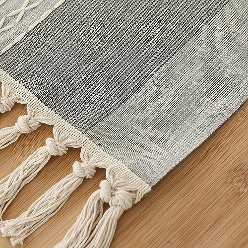 Brown 36 inches Linen Table Runner with Tassel W285532