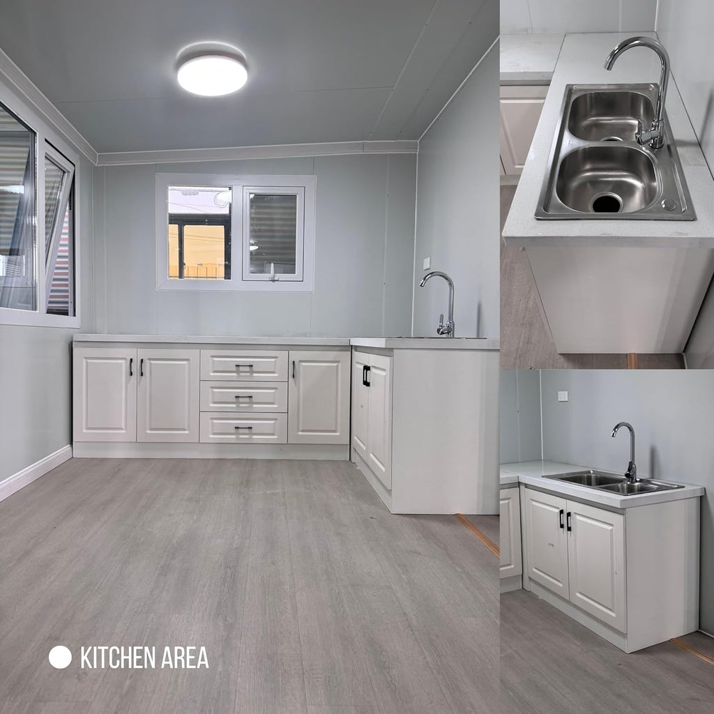 20ft Prefab White House with 2 Bedroom 1 Living room 1 bathroom 1 kitchen R866