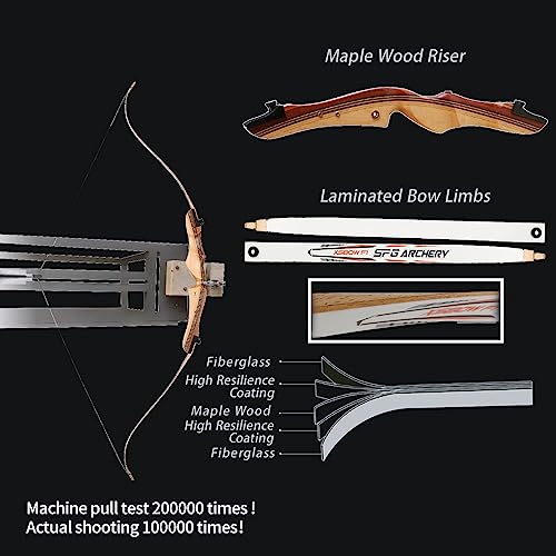 20 lbs Takedown Recurve Bow Wood Longbow B36001