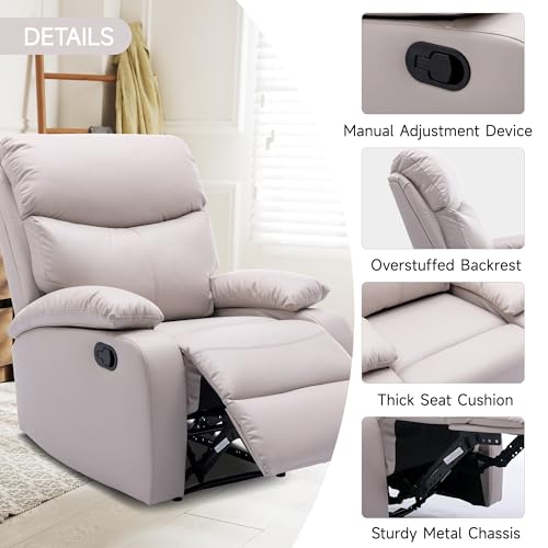 Beige Small Leather Recliner Chair U4311
