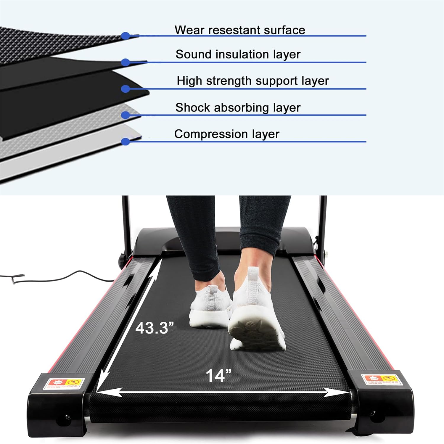 Folding Treadmill with Incline 2.5HP 12KM/H Electric Treadmill B5014