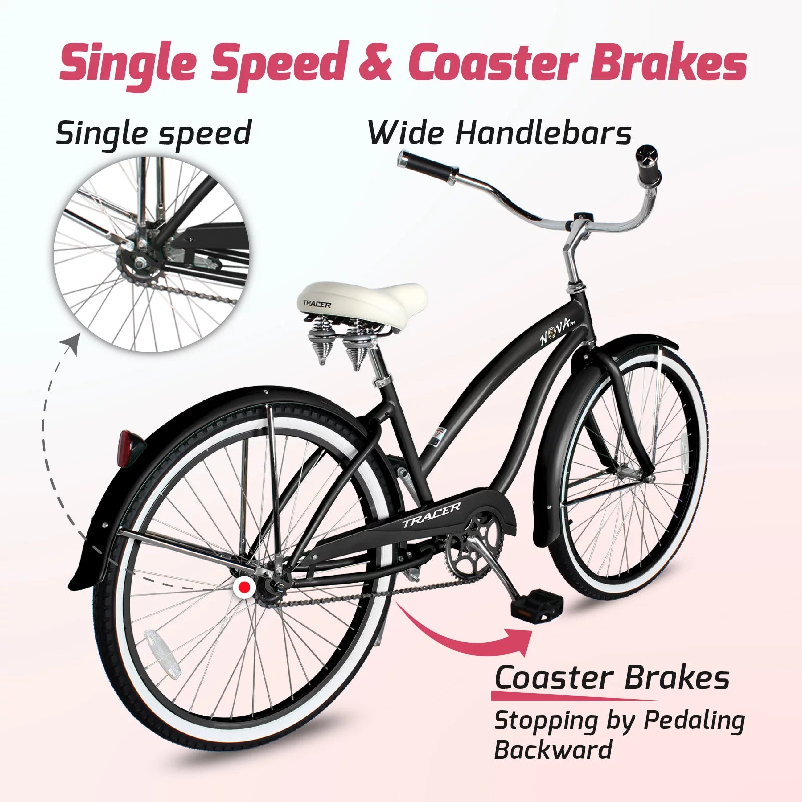26 Inch 1 Speed Steel Beach Cruiser Bike T525772