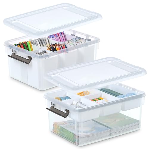 17 QT Plastic Storage Box with Removable Tray U3412