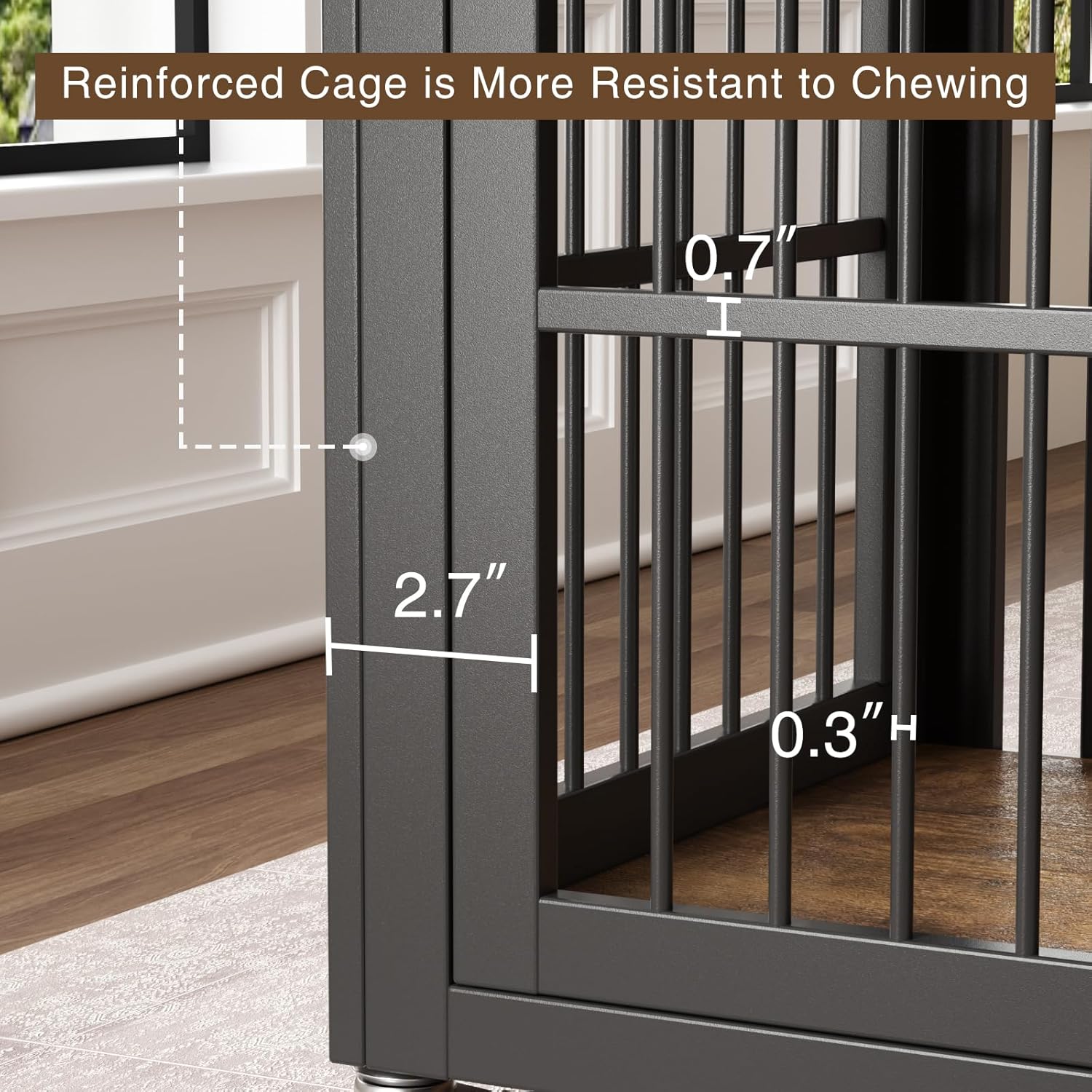 Brown Wooden Dog Crate with Wheels H910