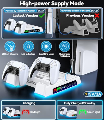 PS5 Stand and Cooling Station with LED Controller Charging Station C56847