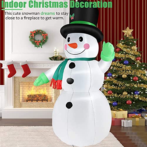 7 FT Christmas Inflatable Santa Claus with Green Gift Bag Built-in LED Lights V16053