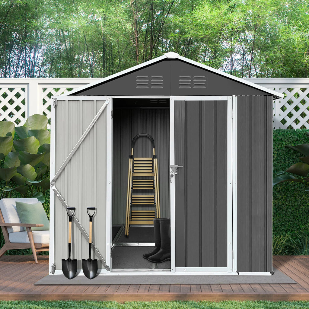 6' x 4' Galvanized Steel Outdoor Storage Shed with Lockable Doors O659802