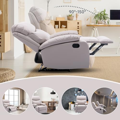 Beige Small Leather Recliner Chair U4311