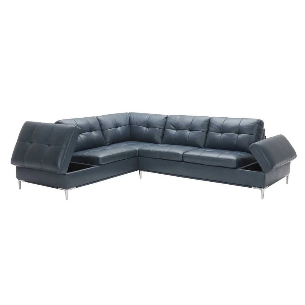 Blue Italian Leather Sectional Sofa Z479