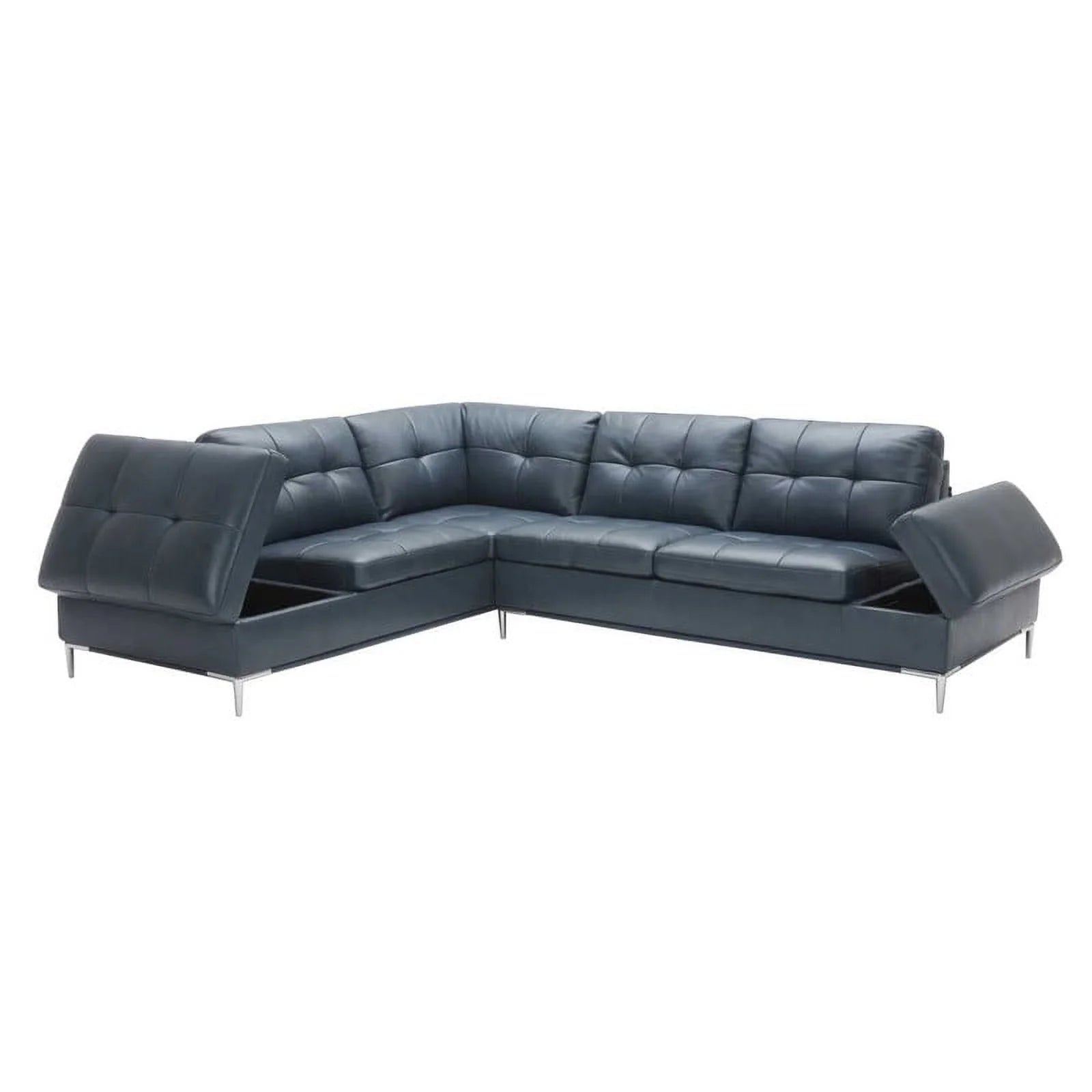 Blue Italian Leather Sectional Sofa Z479