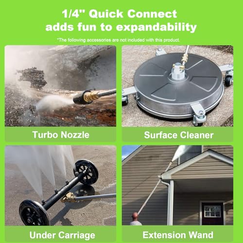 Electric Pressure Washer 5000 PSI 4.0 GPM with 33ft Hose, 4 Nozzle and Foam Cannon, Green Z3417