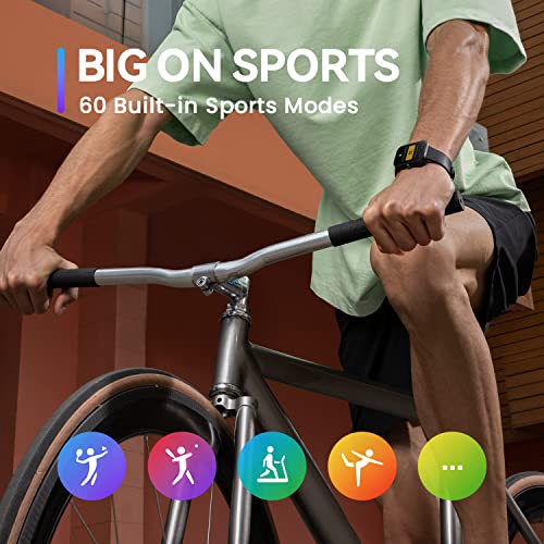 Black Smart Watch with 1.69 inch Display, 14-Day Battery Life, Blood Oxygen Heart Rate Monitor D502