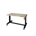 46 in. W x 24 in. D Steel Adjustable Height Solid Wood Top Workbench Table in Black N930572