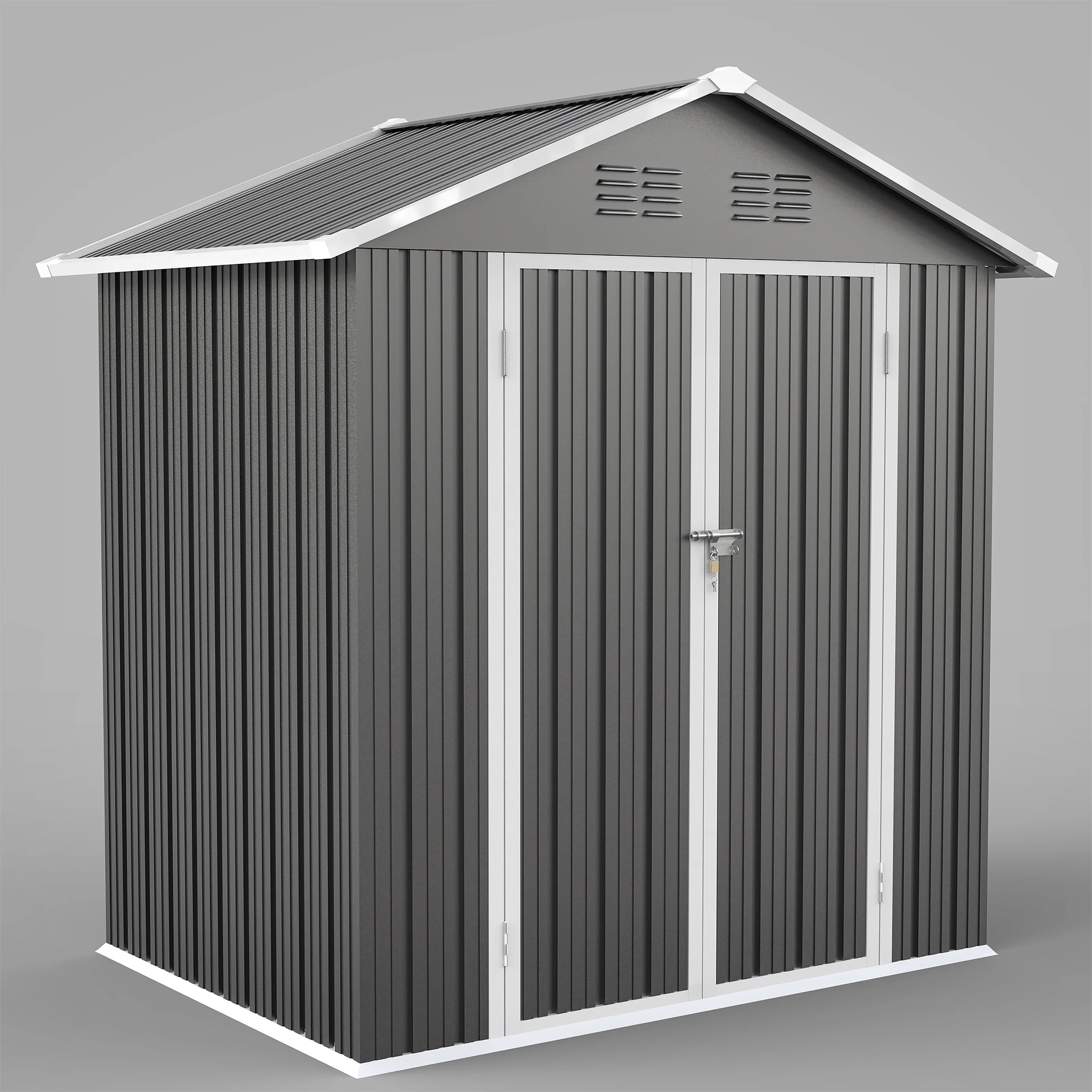 6' x 4' Galvanized Steel Outdoor Storage Shed with Lockable Doors O659802
