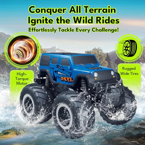 1:16 Waterproof Remote Control Monster Truck Pickup Car 4WD All Terrain Off-Road Toy F230460