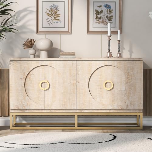 Beige 4 Door Wood Sideboard Cabinet O605