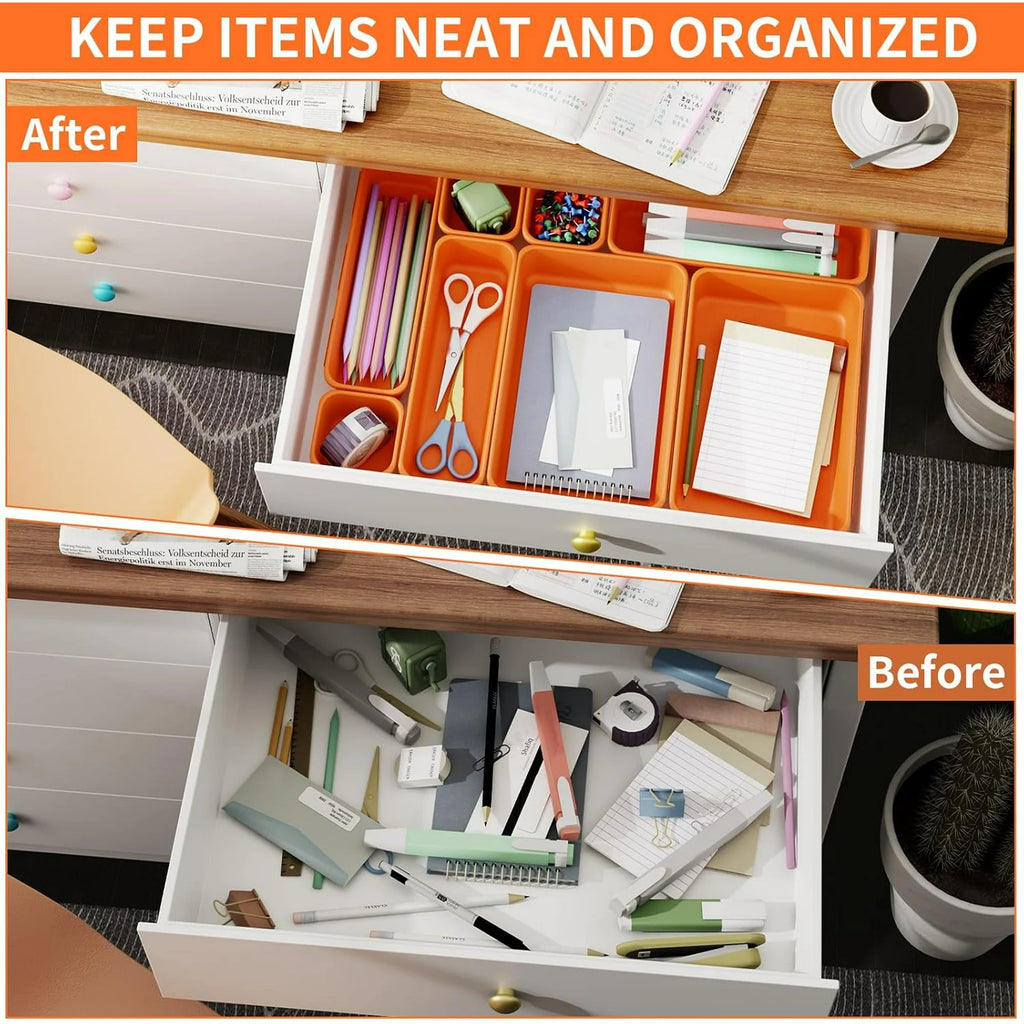 45 Pack Plastic Desk Drawer Organizer Tray 3 Sizes F740