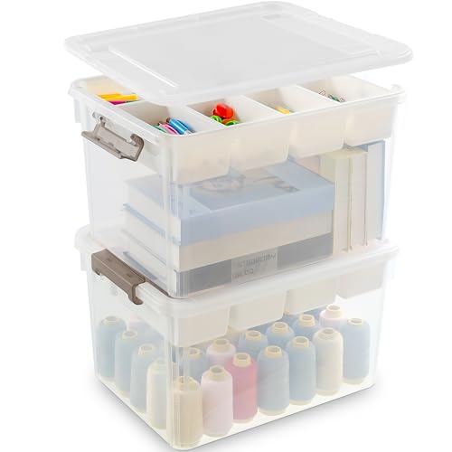 17 QT Plastic Storage Box with Removable Tray U3412