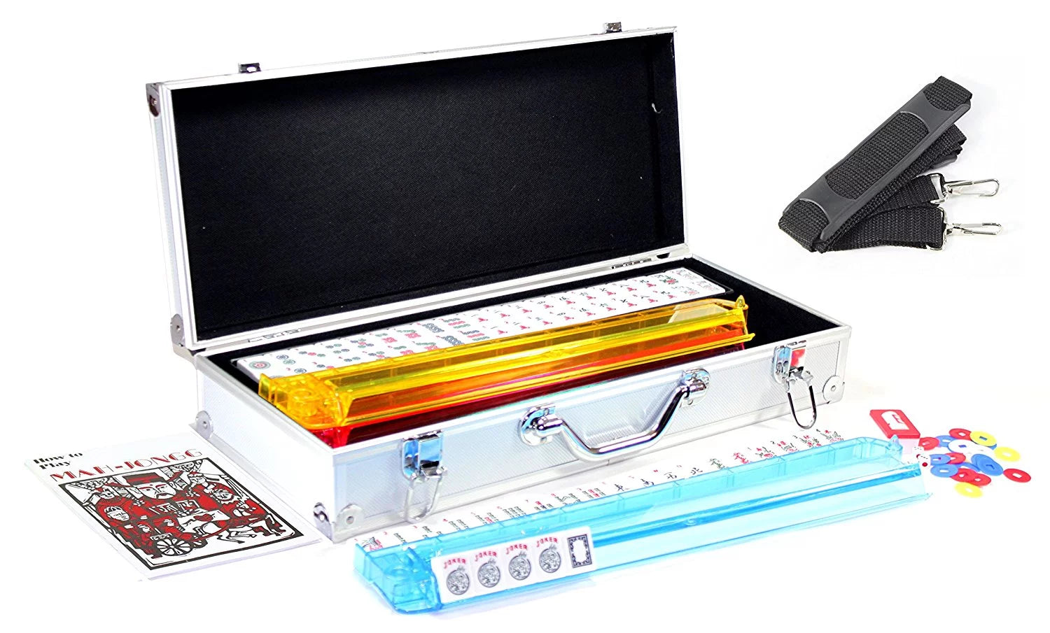 American Mahjong Set with 4 RACKS in Aluminum Case 166 Tiles Z922