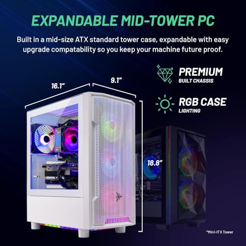 White Gaming PC Desktop, AMD Ryzen 5 3600 3.6GHz, 3060 12GB, 16GB DDR4 3200, 1TB SSD, 600W Gold PSU, Windows 10 Home 64-bit, AC WiFi Q318365