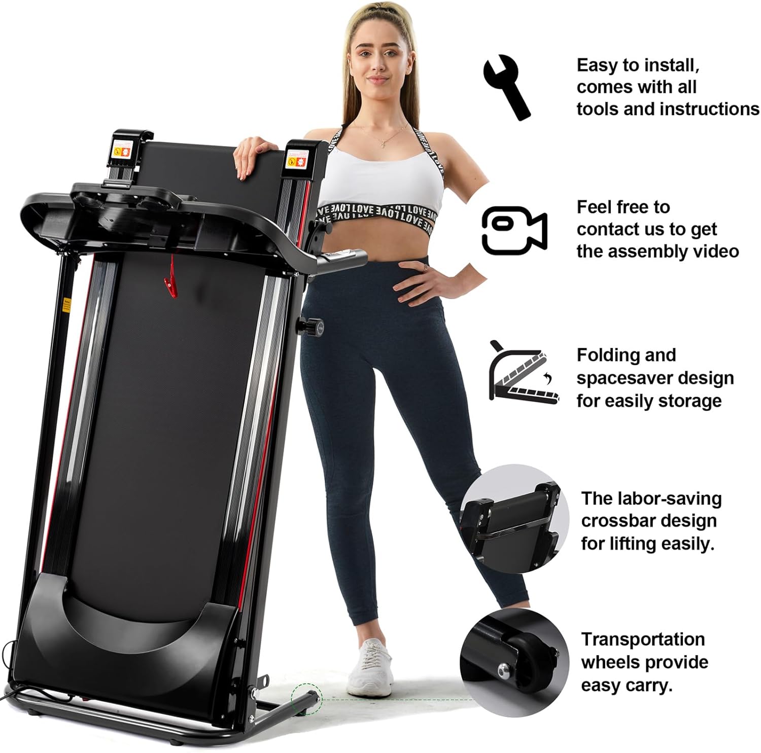 Folding Treadmill with Incline 2.5HP 12KM/H Electric Treadmill B5014