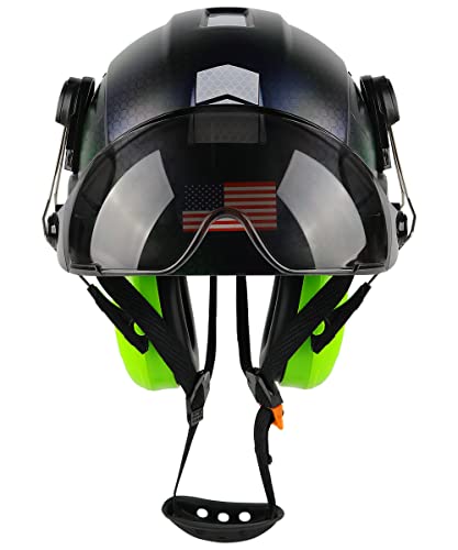 Safety Helmet Hard Hat with Visor and Ear Protection Adjustable Lightweight Vented ABS Work Helmet 6-Point Suspension T7409