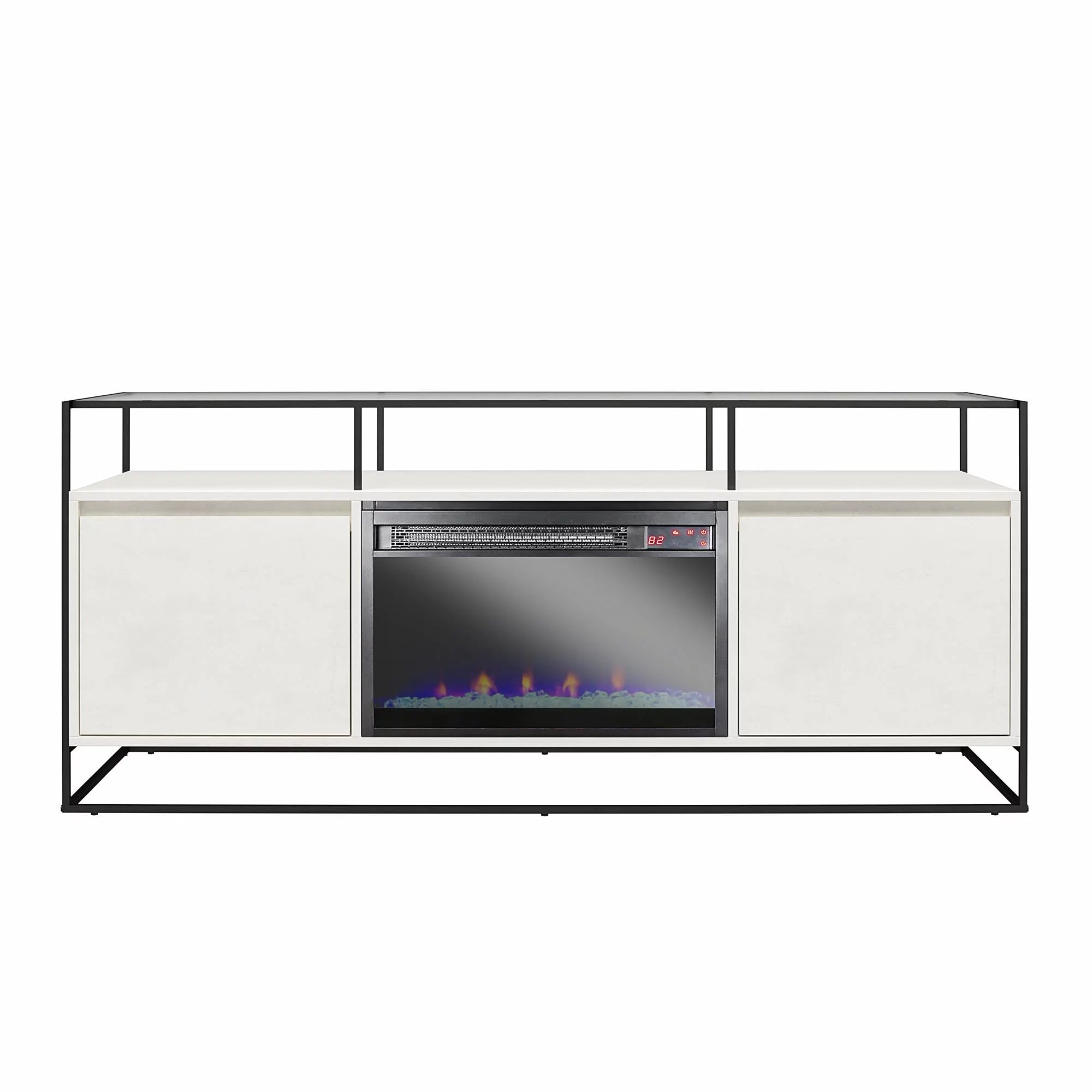 Plaster TV Stand with Electric Fireplace S8933