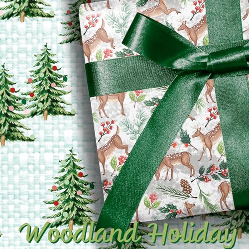 Reversible Kraft Christmas Wrapping Paper - Jumbo Roll - 30 Inch X 33 Feet - Vintage Trucks Design D8251