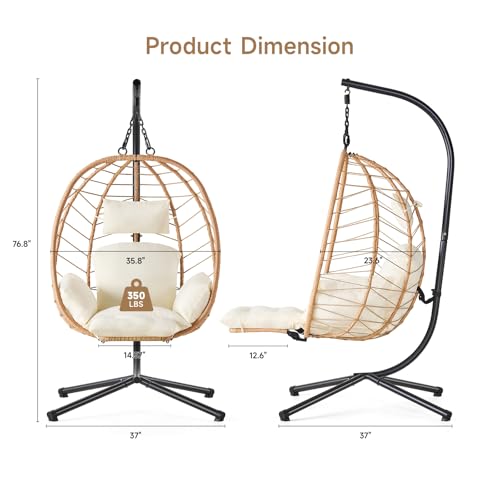 Hanging Egg Chair with Cushion and Stand U61780