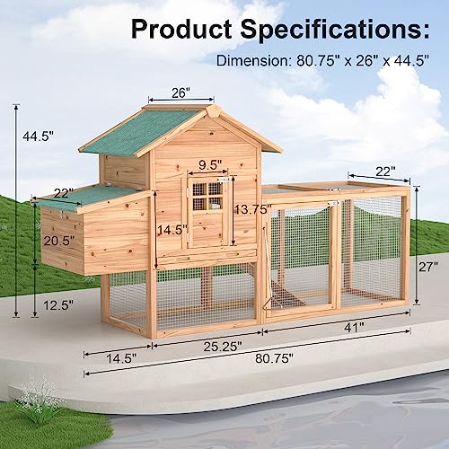 Wooden Chicken Coop with Waterproof Asphalt Roof G59737